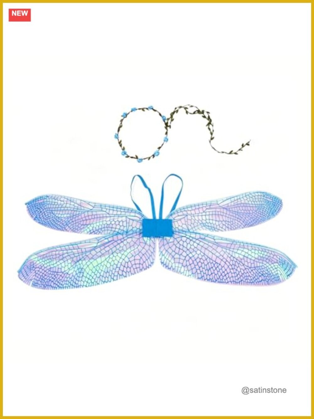Dragonfly Wings and Flower Crown Set Fairy Cosplay Costume Accessory
